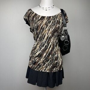 Y2K Whimsigoth Boho Mesh Top in Brown‎ Axcess Women's Size Large